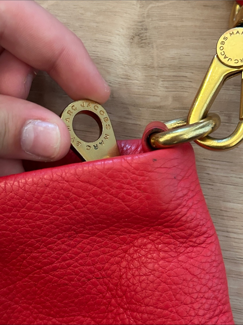 Marc by Marc Jacobs Red Leather Clutch with Gold Plaque - Picture 5 of 7